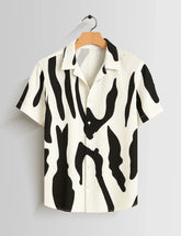Black Scratch Printed Mens Half Sleeves Shirts - XPST