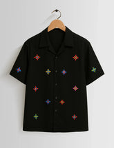 Black Stars Printed Mens Half Sleeves Shirts - XPST