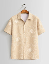 Cream Outline Mens Half Sleeves Shirts - XPST