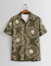 Outline Flower Mens Half Sleeves Shirts - XPST