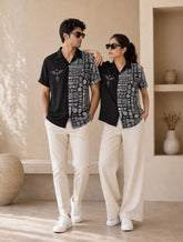 Black Aureon Printed Unisex Half Sleeves Shirts - XPST