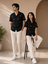 Black Stars Printed Unisex Half Sleeves Shirts - XPST