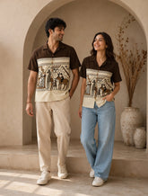 Brown Egyption Pattern Unisex Half Sleeves Shirts - XPST