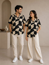 Chess Pattern Printed Unisex Half Sleeves Shirts - XPST
