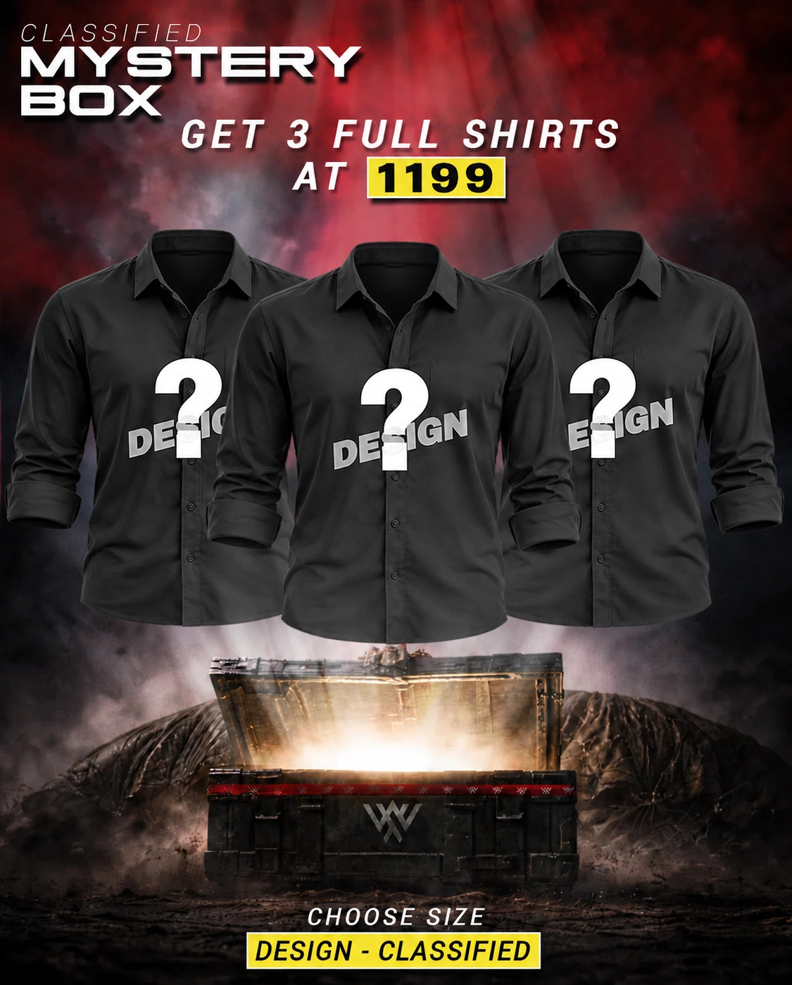 Mystery Shirt Combo – 3 Full Sleeve Shirts @ ₹1199
