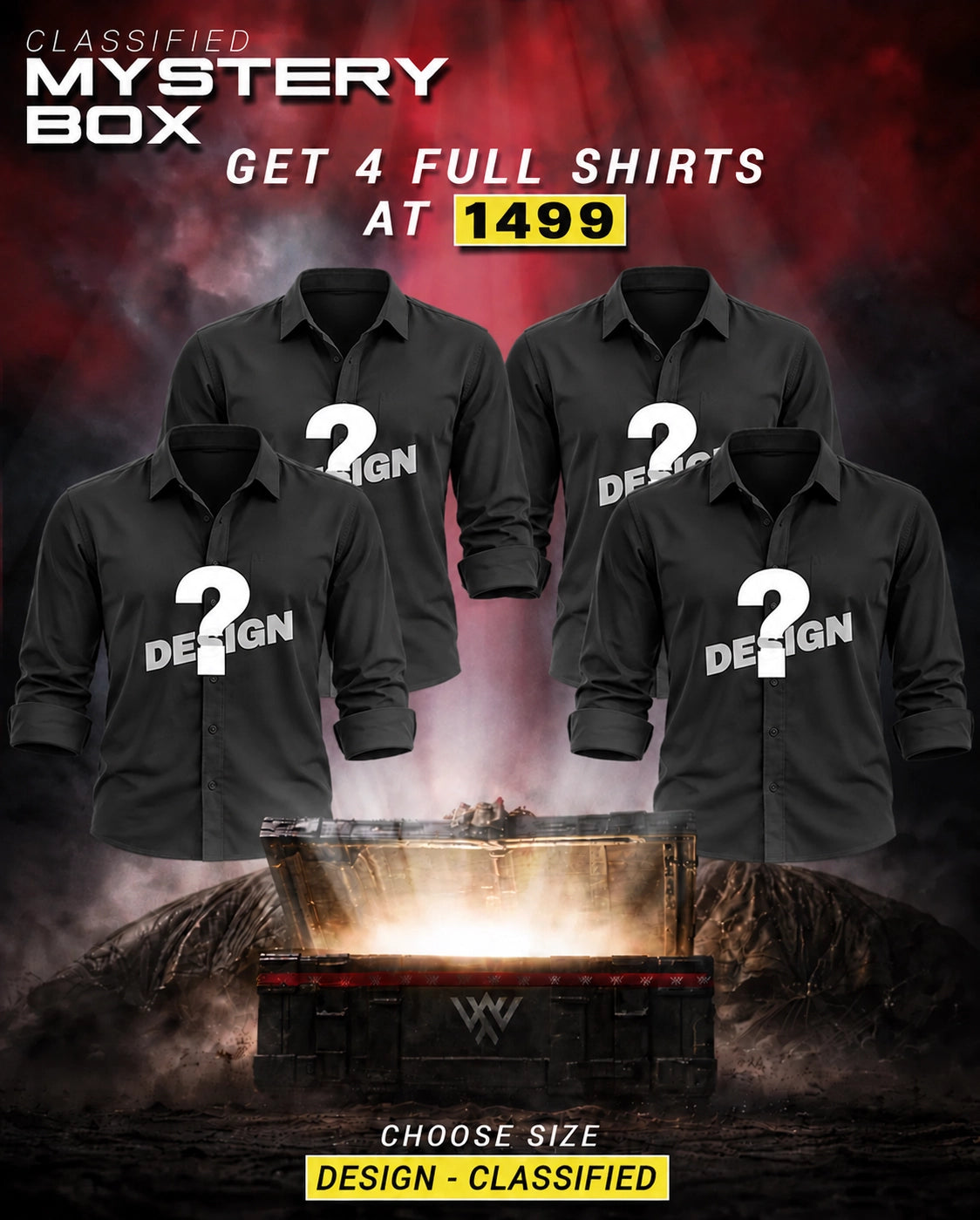 Mystery Shirt Combo – 4 Full Sleeve Shirts @ ₹1499