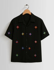 Black Stars Printed Unisex Half Sleeves Shirts - XPST