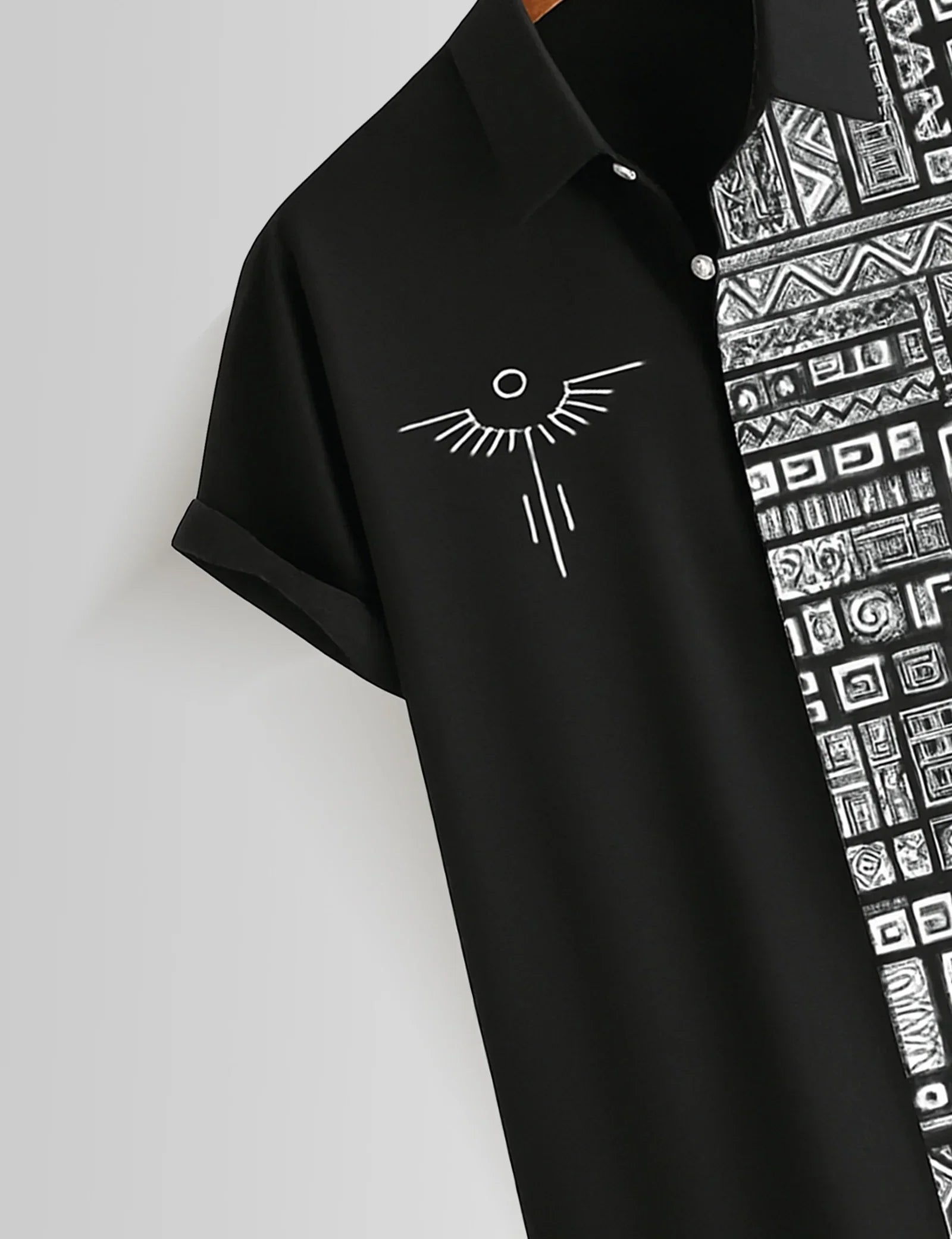 Black Aureon Printed Mens Half Sleeves Shirts - XPST