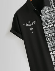 Black Aureon Printed Mens Half Sleeves Shirts - XPST