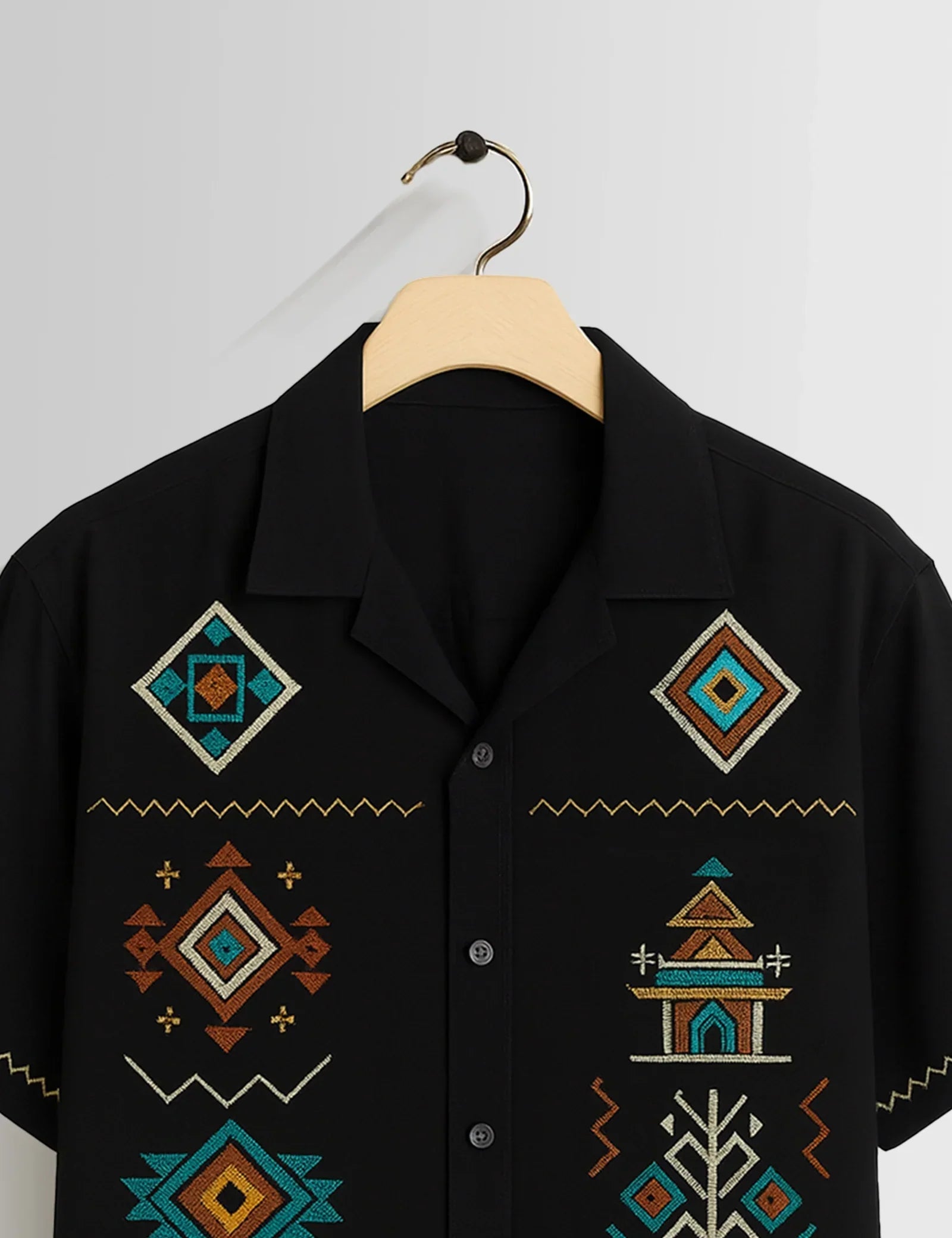 Black Square Pattern Printed Unisex Half Sleeves Shirts - XPST
