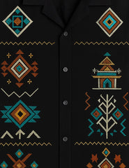 Black Square Pattern Printed Mens Half Sleeves Shirts - XPST