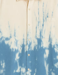 Blue White Shady Pattern Printed Mens Half Sleeves Shirts - XPST