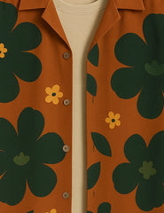 Brown Big Flower Printed Mens Half Sleeves Shirts - XPST