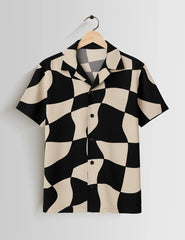 Chess Pattern Printed Unisex Half Sleeves Shirts - XPST
