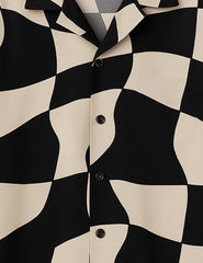 Chess Pattern Printed Mens Half Sleeves Shirts - XPST