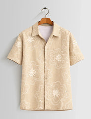 Cream Outline Mens Half Sleeves Shirts - XPST