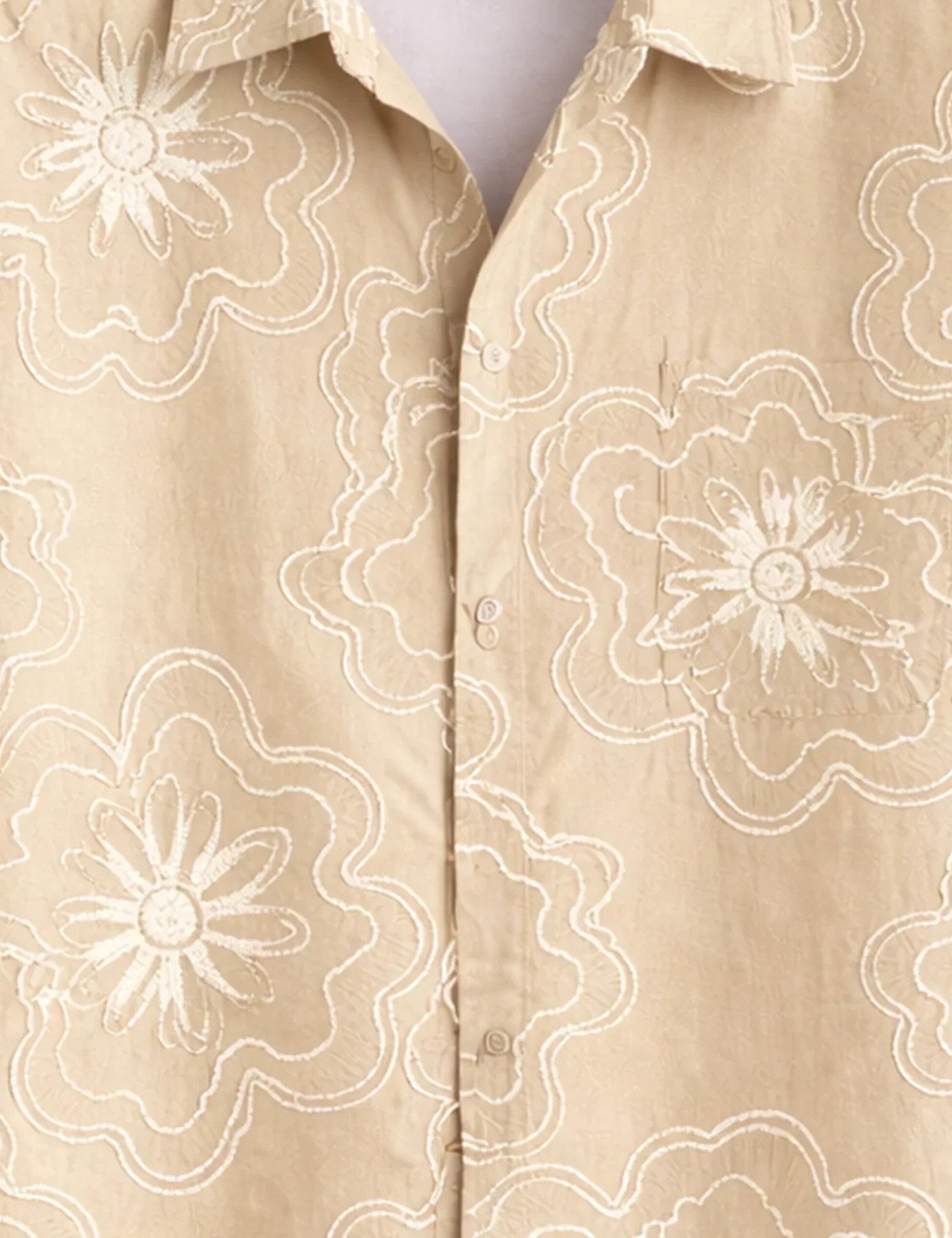Cream Outline Mens Half Sleeves Shirts - XPST