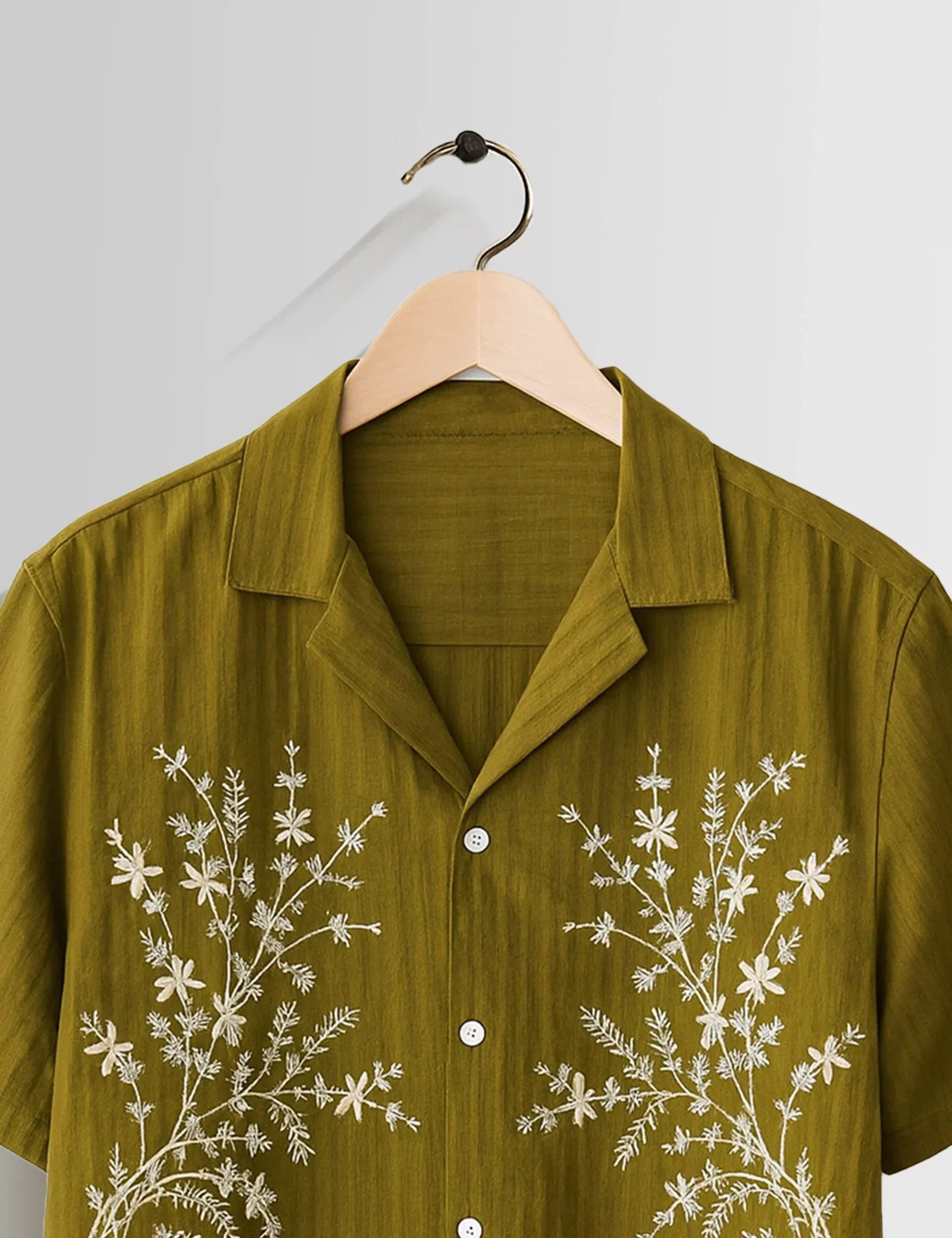 Leaf Green Flower Printed Unisex Half Sleeves Shirts - XPST