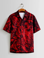 Maroon Fire Mens Half Sleeves Shirts - XPST