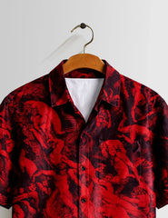 Maroon Fire Mens Half Sleeves Shirts - XPST