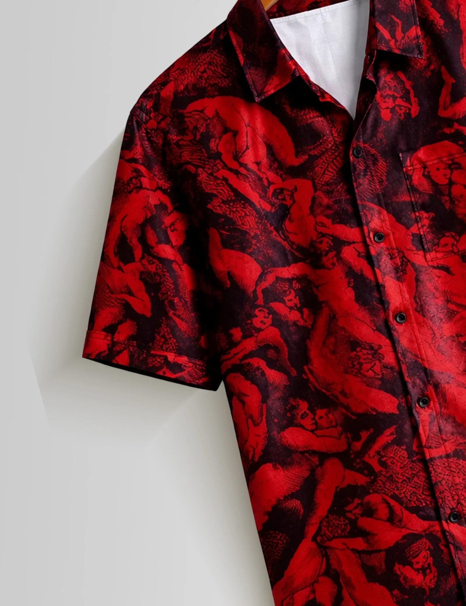 Maroon Fire Mens Half Sleeves Shirts - XPST