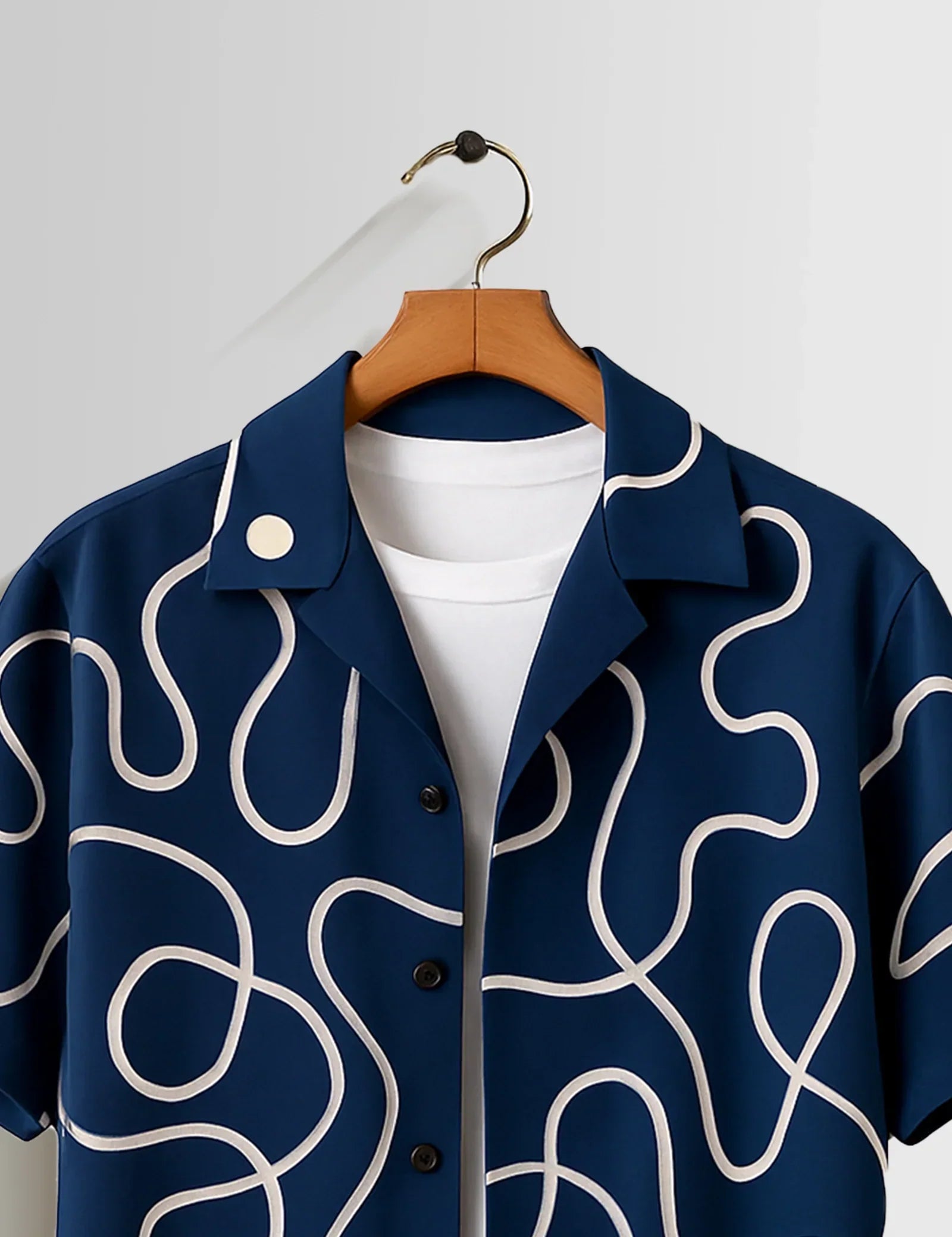 Navy Blue Loop Printed Unisex Half Sleeves Shirts - XPST