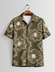 Outline Flower Unisex Half Sleeves Shirts - XPST
