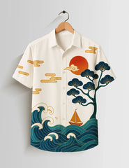 Sea View Printed Unisex Half Sleeves Shirts - XPST