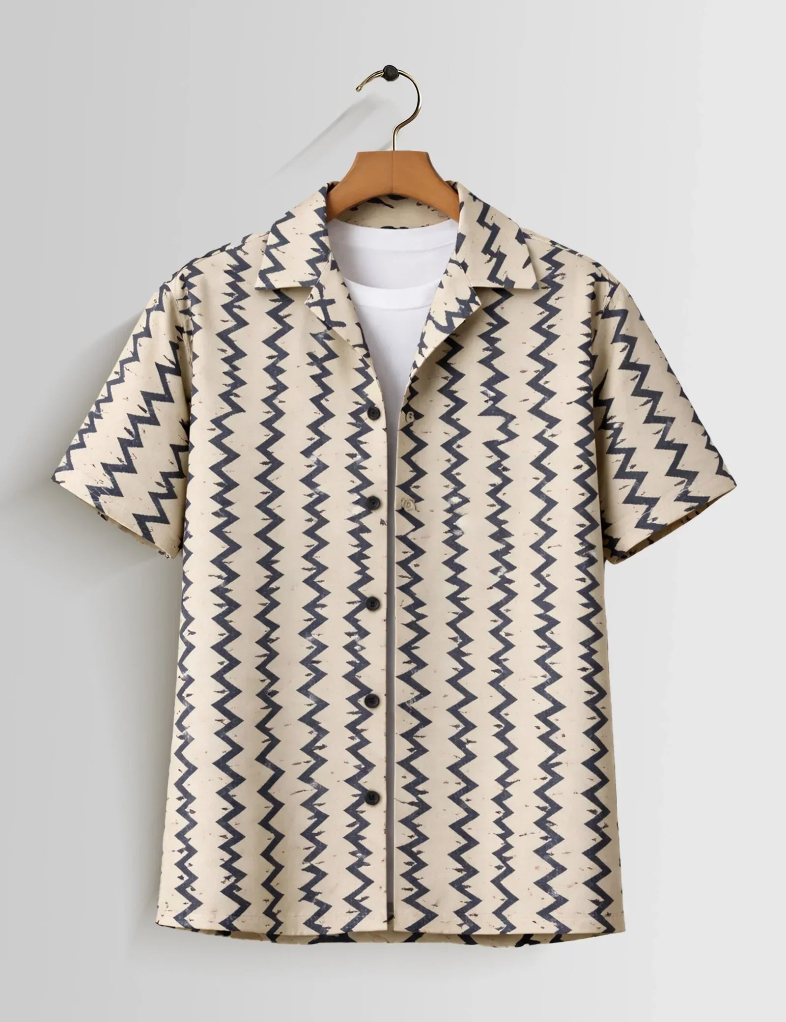 Vertical Zigzag Unisex Half Sleeves Shirts - XPST