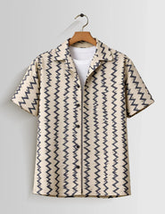 Vertical Zigzag Unisex Half Sleeves Shirts - XPST