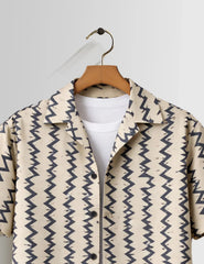 Vertical Zigzag Mens Half Sleeves Shirts - XPST