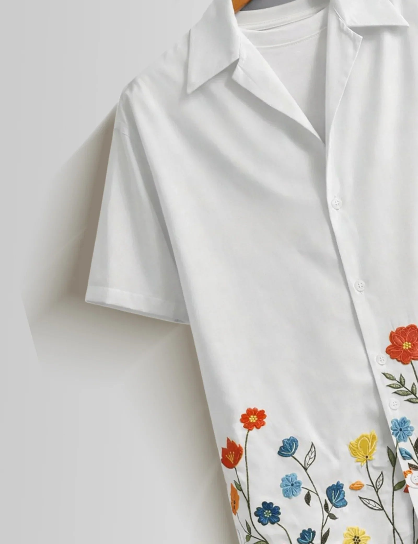 White Bottom Flower Mens Half Sleeves Shirts - XPST