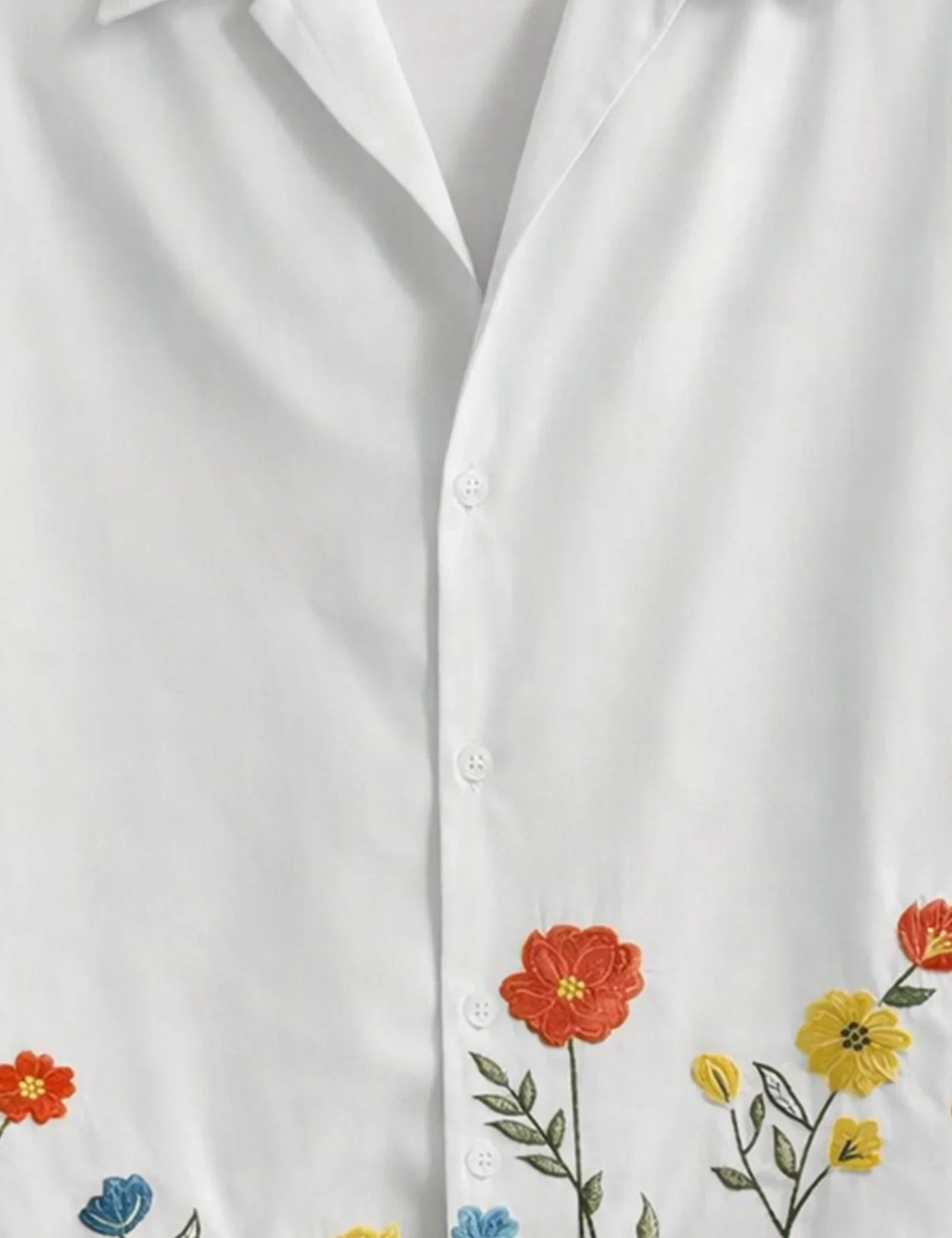 White Bottom Flower Mens Half Sleeves Shirts - XPST