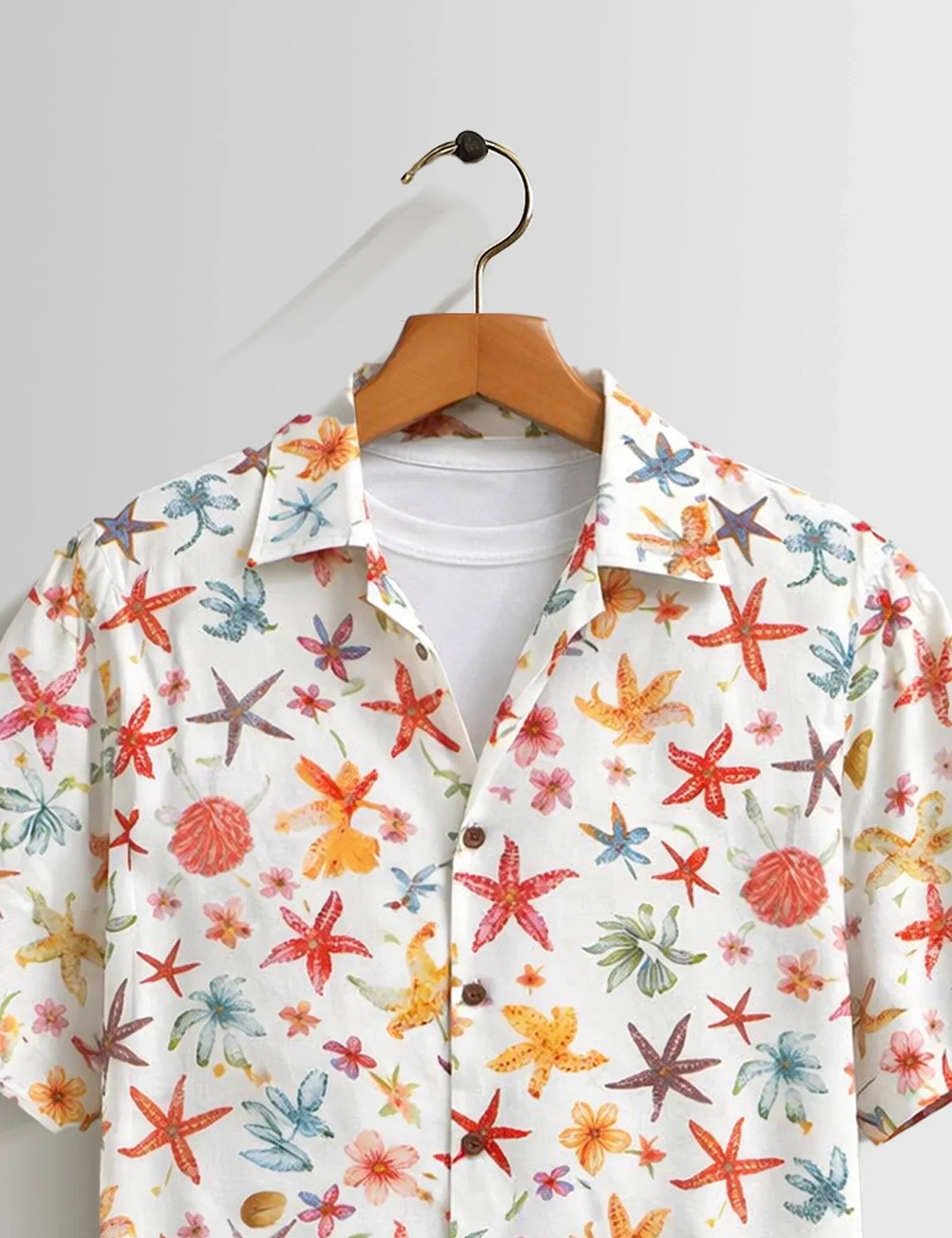 White Stars Mens Half Sleeves Shirts - XPST