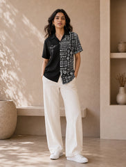 Black Aureon Printed Unisex Half Sleeves Shirts - XPST