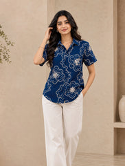 Blue Outline Unisex Half Sleeves Shirts - XPST