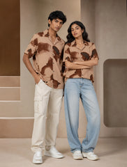 Brown Patch Printed Unisex Half Sleeves Shirts - XPST