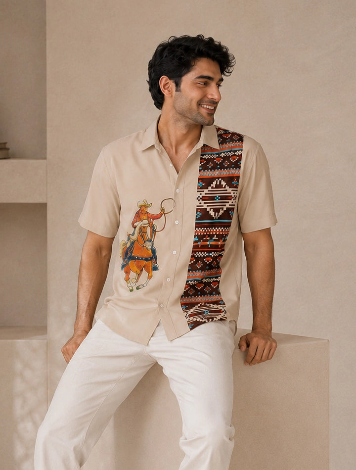 CowBoy Printed Unisex Half Sleeves Shirts - XPST