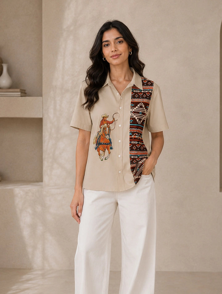 CowBoy Printed Unisex Half Sleeves Shirts - XPST