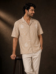 Cream Outline Unisex Half Sleeves Shirts - XPST
