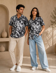 Mankind Outline Piping Unisex Half Sleeves Shirts - XPST