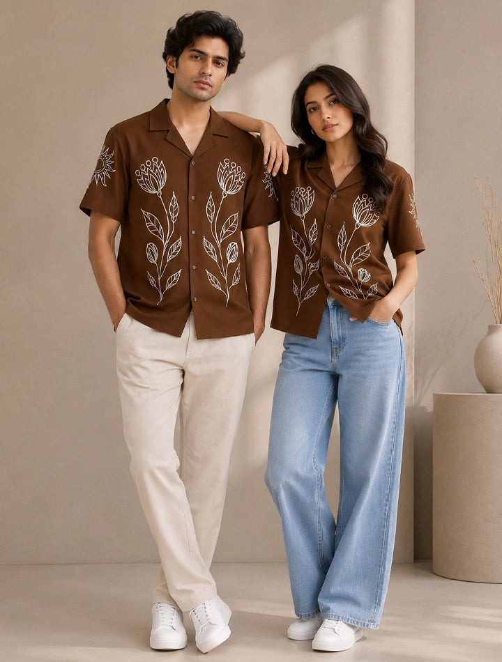 Maroon Outline Unisex Half Sleeves Shirts - XPST