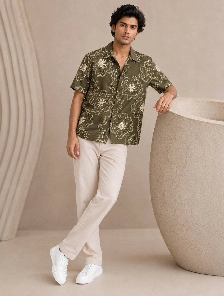 Outline Flower Unisex Half Sleeves Shirts - XPST