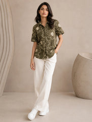 Outline Flower Unisex Half Sleeves Shirts - XPST