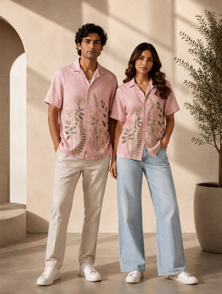 Pink Corn Unisex Half Sleeves Shirts - XPST