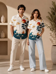 Sea View Printed Unisex Half Sleeves Shirts - XPST