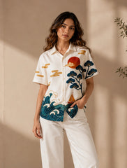 Sea View Printed Unisex Half Sleeves Shirts - XPST