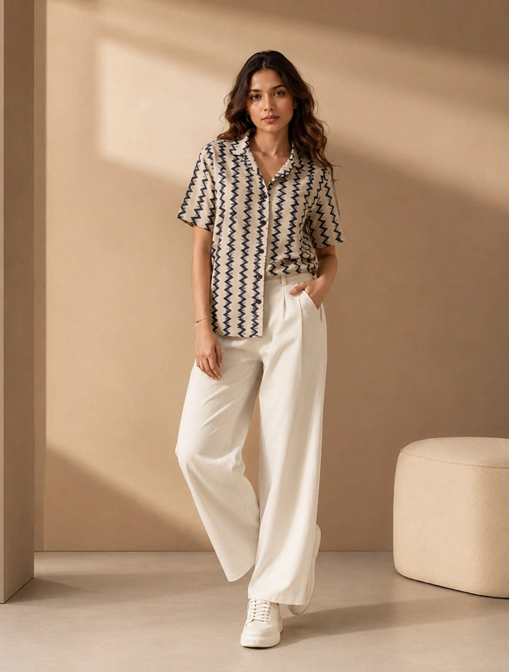 Vertical Zigzag Unisex Half Sleeves Shirts - XPST