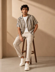Vertical Zigzag Unisex Half Sleeves Shirts - XPST
