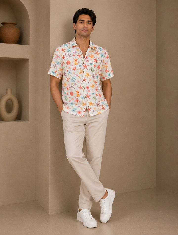 White Stars Unisex Half Sleeves Shirts - XPST